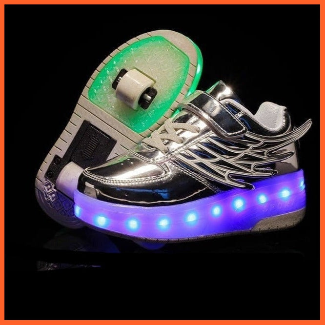 whatagift.com.au USB Charging Children LED Sneakers With 2 Wheels For Children