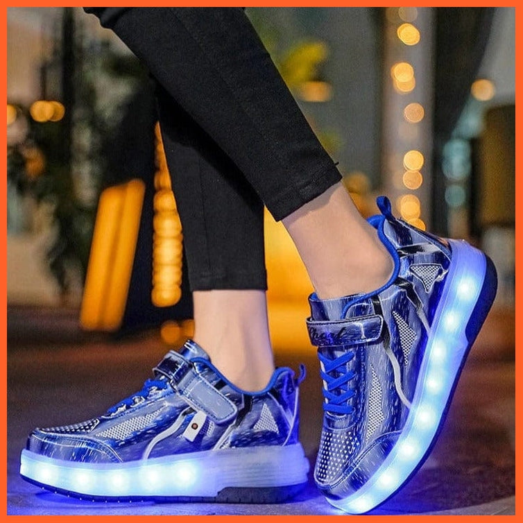 whatagift.com.au Usb Charging Girls Led Light Roller Skate Shoes For Children
