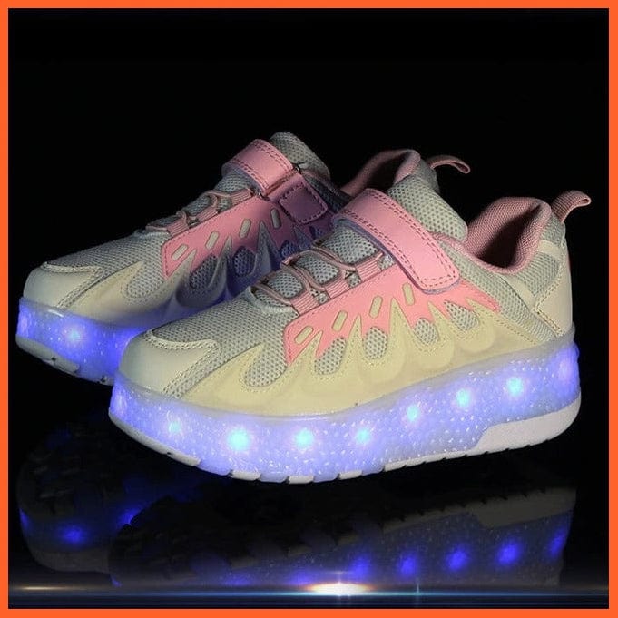 whatagift.com.au Usb Charging Shoes Luminous Glowing Sneakers Two Wheels Roller Skate