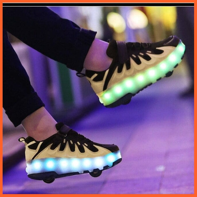 whatagift.com.au Usb Charging Shoes Luminous Glowing Sneakers With Double / Two Wheels Roller Skate