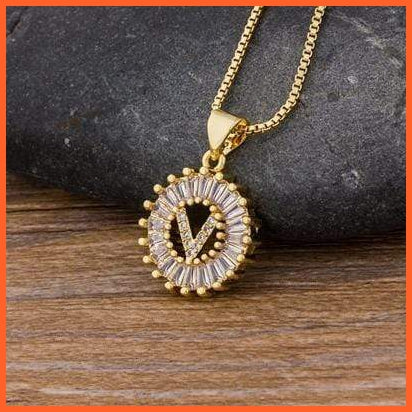 Girls Initial Letter Necklace | Nitial Letter Necklace 26 Letters Charm Gold Name Necklace Pendant Top Quality Copper Zircon Jewellery | whatagift.com.au.