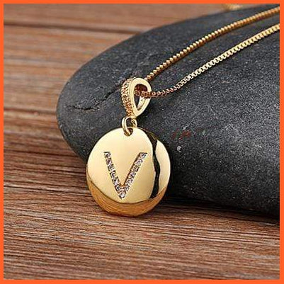 Gold Plated Initials Pendant And Necklace | Girls Initial Letter Necklace Gold 26 Letters Charm Necklaces Pendants Copper Cz Jewellery | whatagift.com.au.