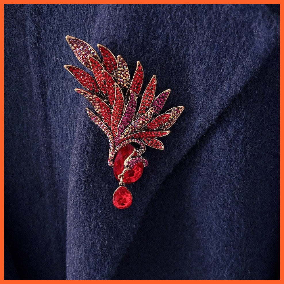 whatagift.com.au Vintage Crystal Phoenix Wings Brooches Badges For Women