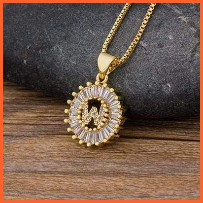 Girls Initial Letter Necklace | Nitial Letter Necklace 26 Letters Charm Gold Name Necklace Pendant Top Quality Copper Zircon Jewellery | whatagift.com.au.