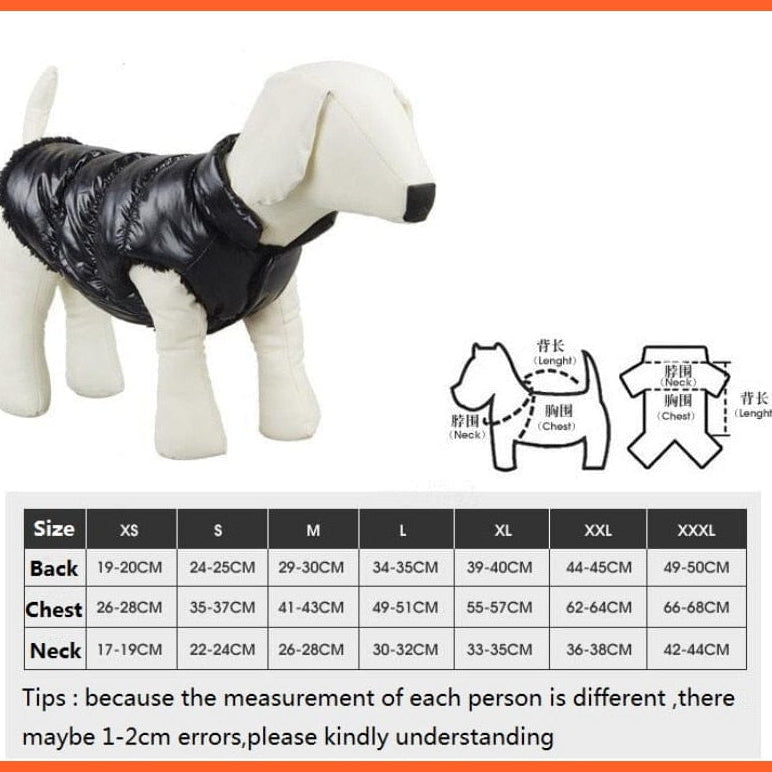 whatagift.com.au Warm Shiny Winter Fleece Inside Windproof Pet Jackets for Medium Large Dogs