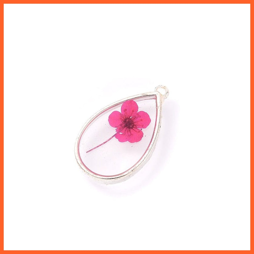 whatagift.com.au Water Rose 3-4Pcs Oval Transparent Resin Real Dried Flower Petal Charms Pendant for Jewelry Making