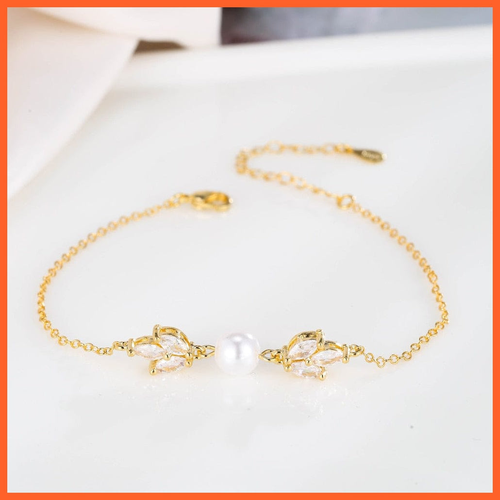 whatagift.com.au WB103 Gold Imitation Pearl Drop Earrings with Cubic Zirconia For Women