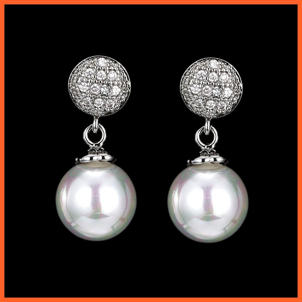 whatagift.com.au WE172 White Gold Imitation Pearl Drop Earrings with Cubic Zirconia For Women