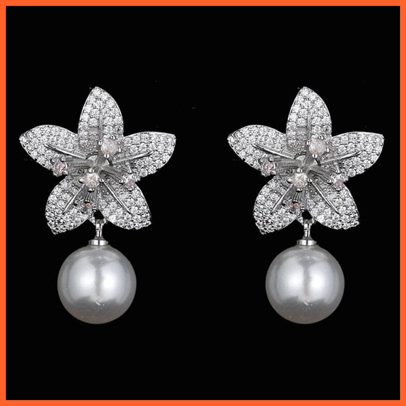 whatagift.com.au WE333 White Imitation Pearl Drop Earrings with Cubic Zirconia For Women