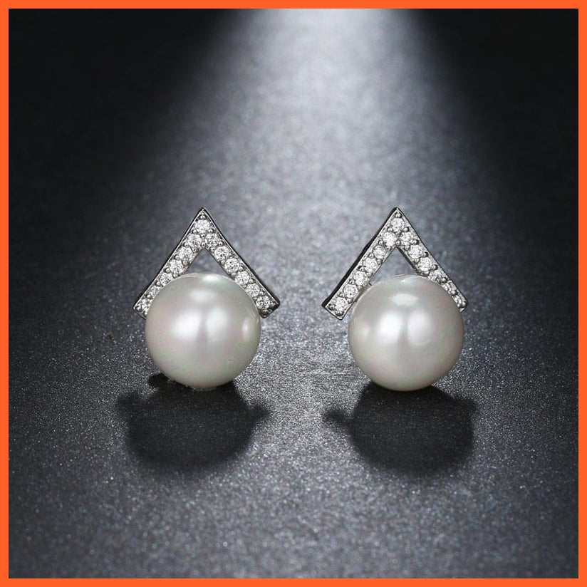 whatagift.com.au WE512 Imitation Pearl Drop Earrings with Cubic Zirconia For Women