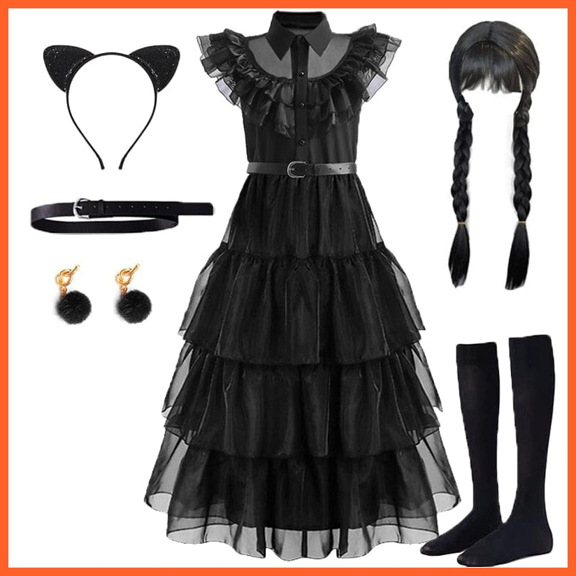whatagift.com.au Wednesday Addams Cosplay Costume For Carnival Halloween For Girl