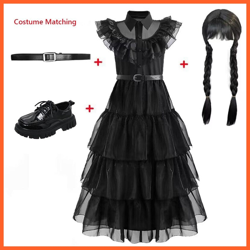whatagift.com.au Wednesday Addams Cosplay Costume For Carnival Halloween For Girl