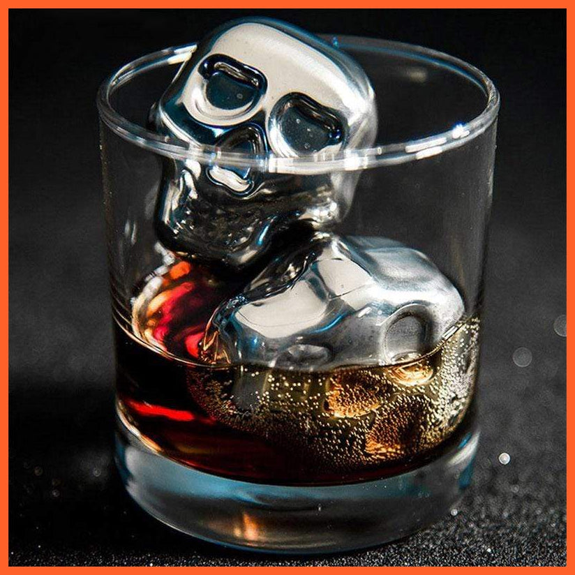 Stainless Steel Skull Ice Cube | Whisky Cocktail Rock Cooler Stones | whatagift.com.au.