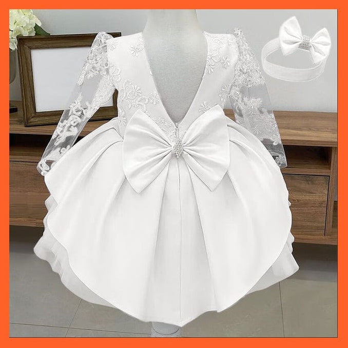 whatagift.com.au white 01 / 9M Baby Girls Red Birthday Long Sleeve Backless Dresses
