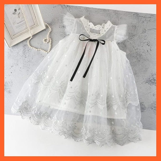 whatagift.com.au white 1-3 / 3T Girls Lace Dress New Floral Kids Dresses For Girls
