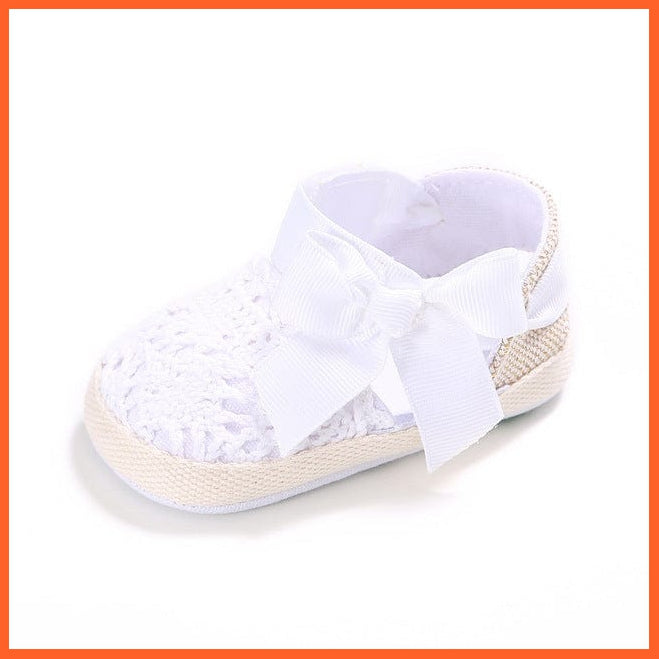 whatagift.com.au White / 1 Baby Girl Newborn Shoes | Big Bow Knitted  Crib Shoe