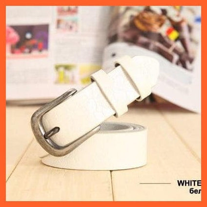 whatagift.com.au White / 100cm Waist 73cm 6 Colors Floral Carved Genuine Leather Belts For Women