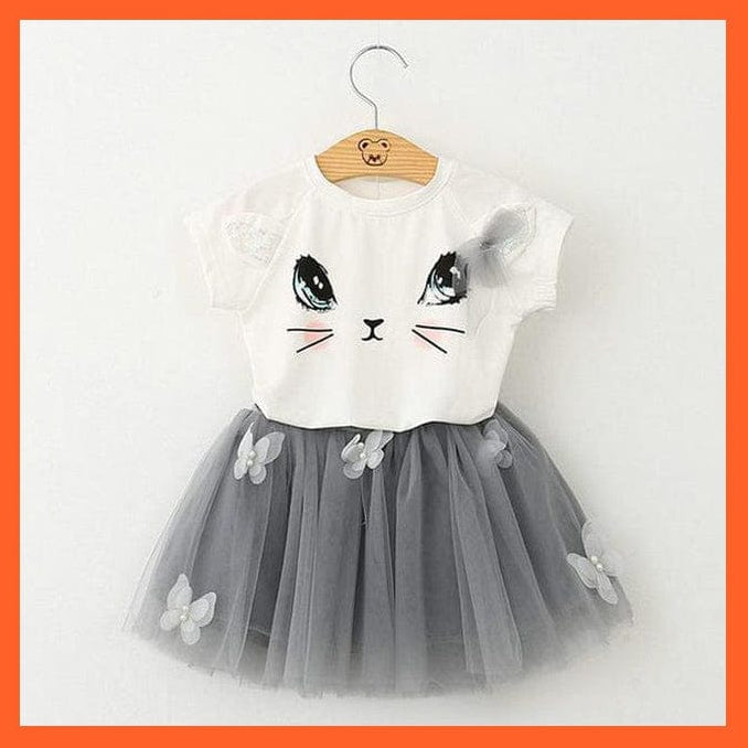 whatagift.com.au White / 2T Clothes Sets T-Shirt +Chiffon Tutu Skirt For Baby Girls