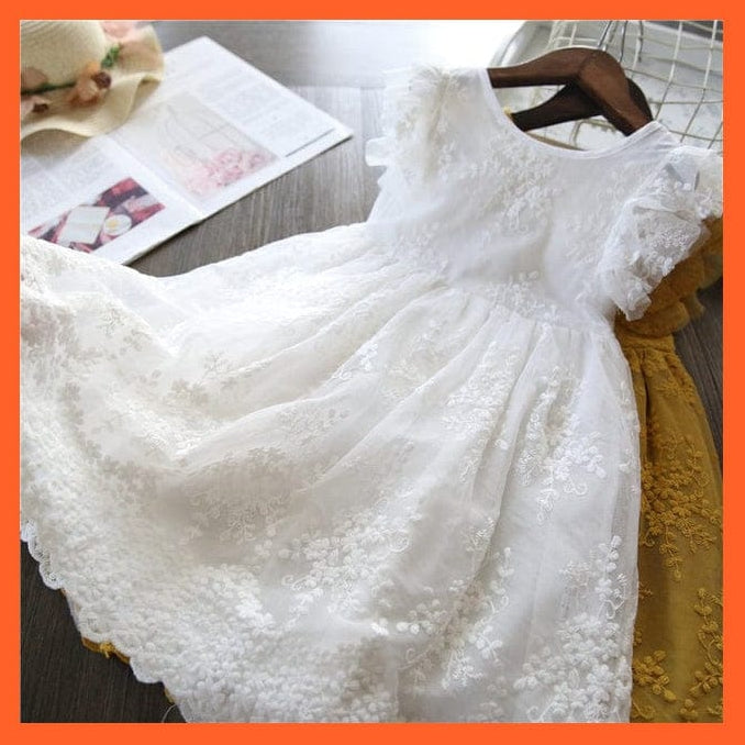 whatagift.com.au white 3-1 / 3 T ( 100 CM ) Girls Lace Dress New Floral Kids Dresses