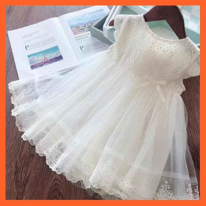 whatagift.com.au White 3 / 3T Princess Embroidery Flower Lace Dress  Girl