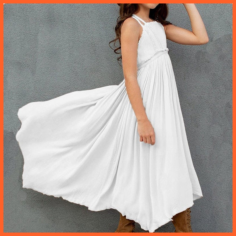 whatagift.com.au White / 3T Plus Size Summer Cotton Slip Dress for Girls | Princess Long Dresses Vestidos
