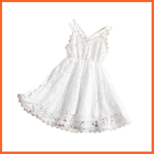 whatagift White / 3T Princess Embroidery Girls Flower Lace Dresses