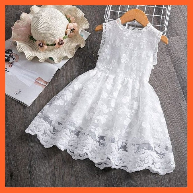whatagift.com.au White 4 / 3T Princess Embroidery Flower Lace Dress  Girl