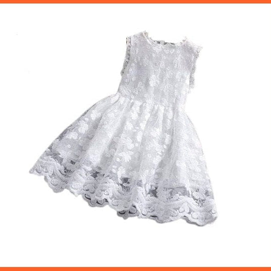 whatagift White 4 / 3T Princess Embroidery Girls Flower Lace Dresses