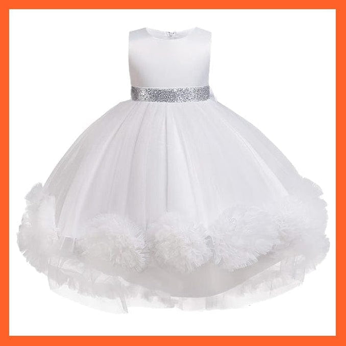 whatagift.com.au white / 9M Lace Embroidery Formal Sleeveless Wedding Gown For Girls