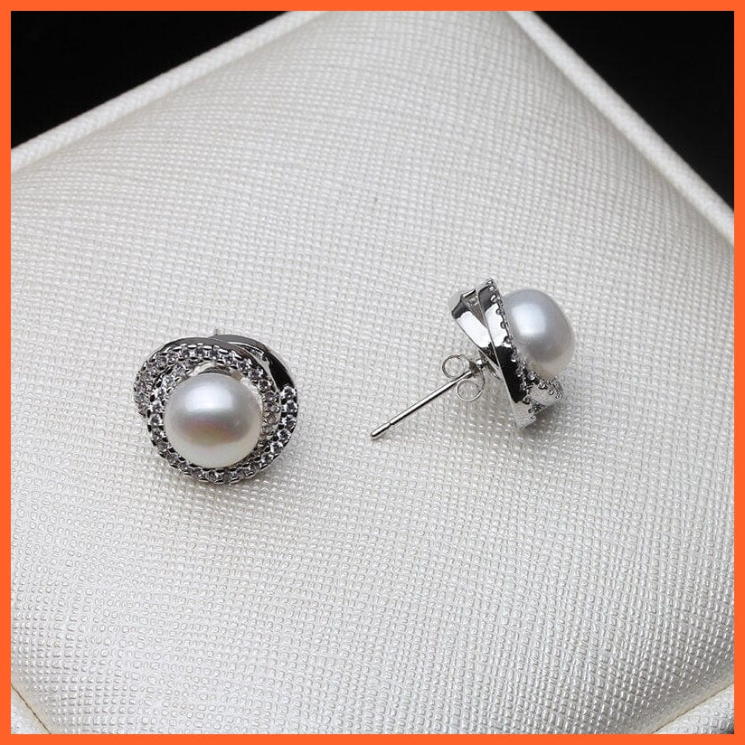 whatagift.com.au White Black 925 Sterling Silver Natural Freshwater Drop Pearl Earrings