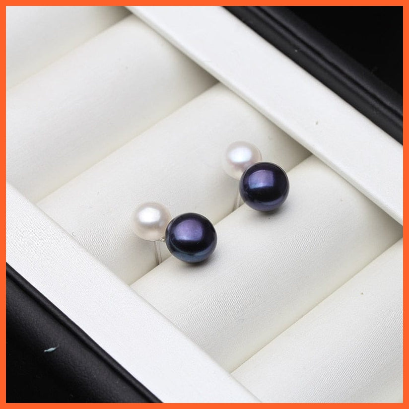 whatagift.com.au white black earring Silver Earrings With White Black Pearls