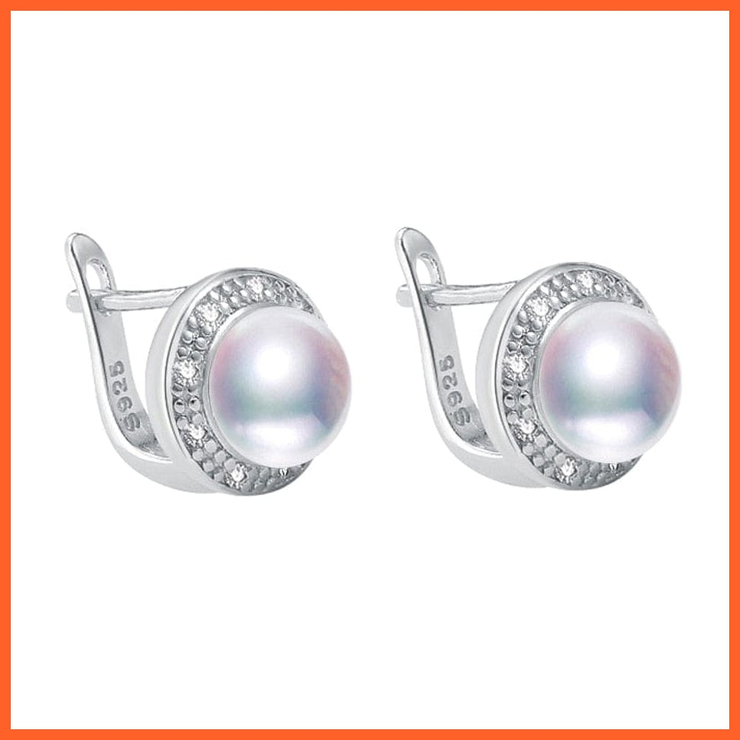 whatagift.com.au White / China / 8-9mm New Pearl Silver Vintage Style Freshwater Pearl Stud Earring For Women