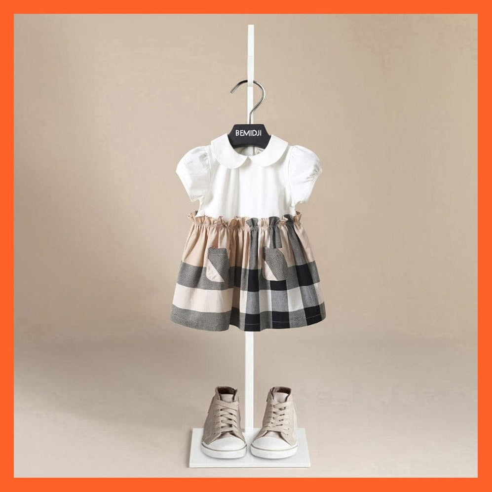 whatagift.com.au White Doll Lapel Short-Sleeved Cotton Dress For Children