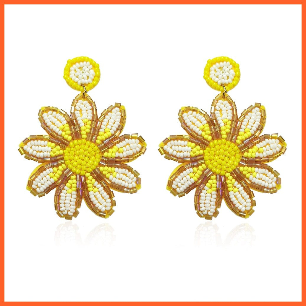 whatagift.com.au White Earrings Handmade Beads Flower Drop Dangle Earrings For Woman