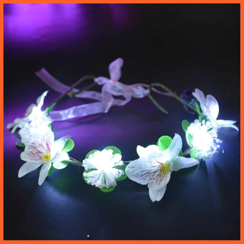 whatagift.com.au white flower 10pcs Adult Kids Glowing LED Party Accessories | Cat Bunny Crown Flower Headband | Halloween Party