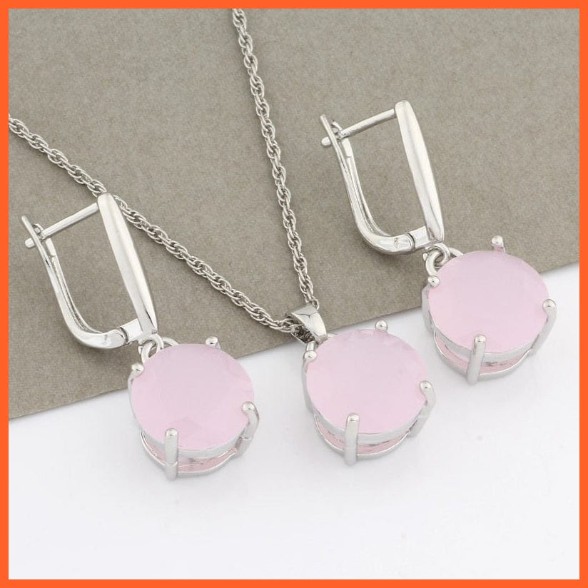 whatagift.com.au White Gold Color 1 Rose Gold Color Earrings And Pendant Set For Women | Best Gift For Valentines Day Mothers Day Women day