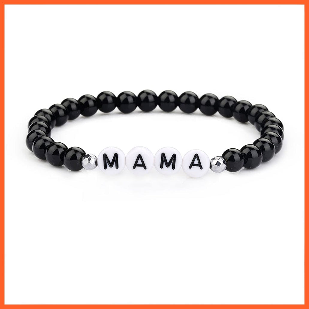 whatagift.com.au white MAMA Natural Stone 6mm Beads Bracelet for Mother's Day Gifts