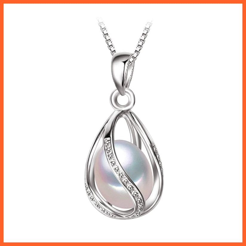 whatagift.com.au White Natural Freshwater Pearl Pendant Cage Necklace