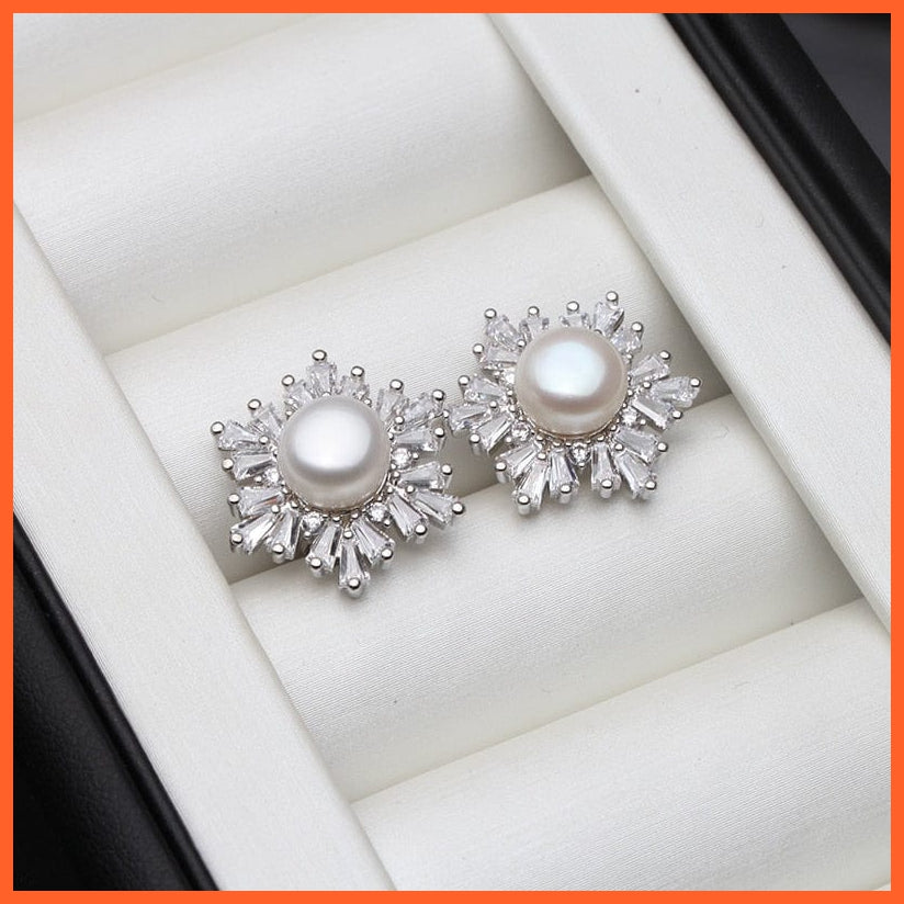 whatagift.com.au white pearl earring Fine Natural Freshwater Real 925 Sterling Silver Pearl Jewelry For Women
