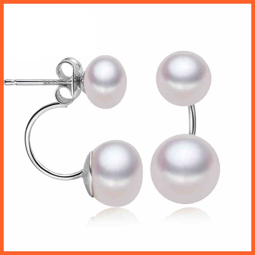whatagift.com.au white pearl earring Natural Double Pearl White and Black Stud Earrings for Women