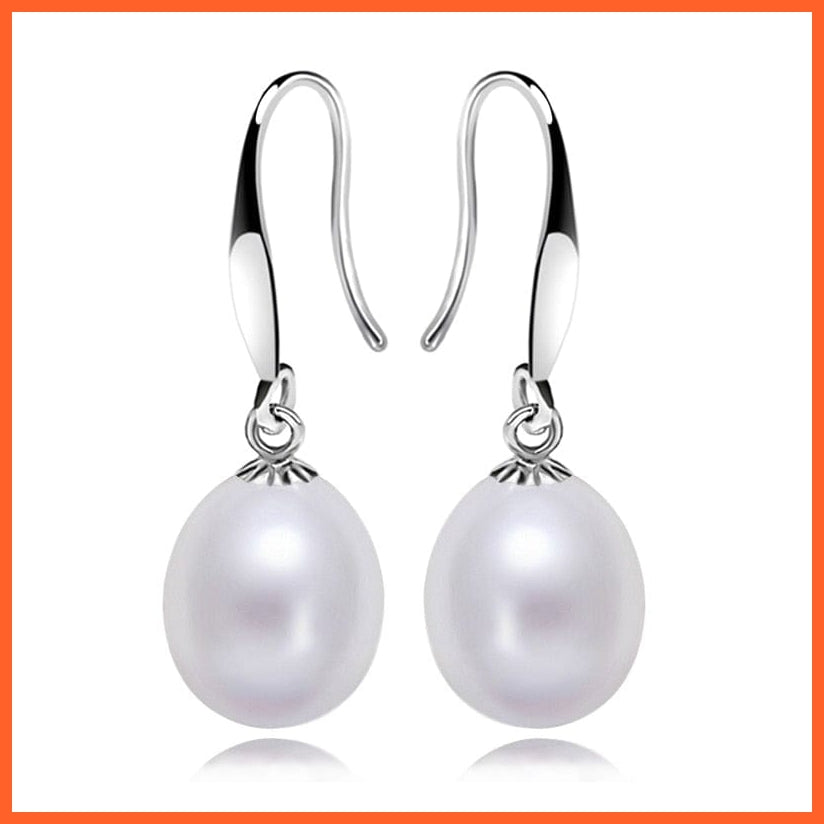 whatagift.com.au white pearl earring Silver White Freshwater Pearl Drop Earring