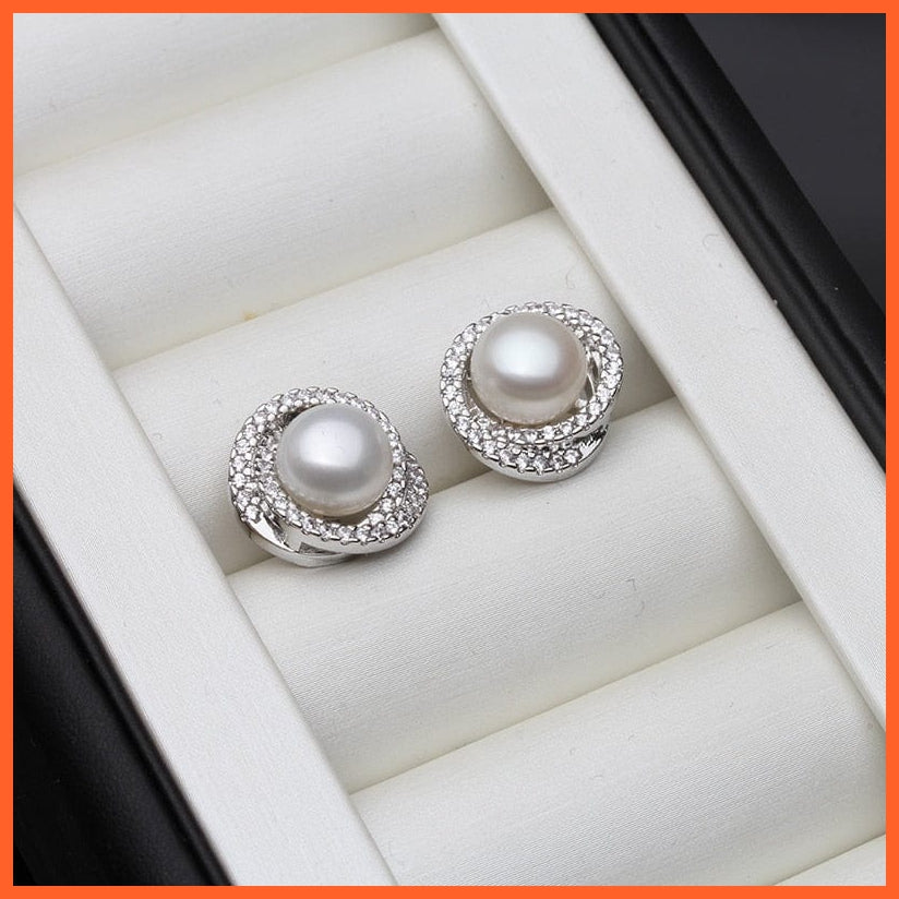 whatagift.com.au white pearl earring White Black 925 Sterling Silver Natural Freshwater Drop Pearl Earrings
