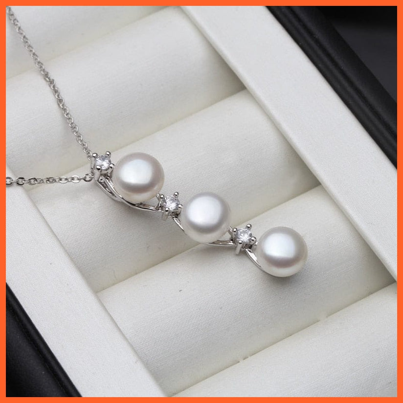 whatagift.com.au white pearl pendant Freshwater Natural Black White Pearl Silver Pendant For Women