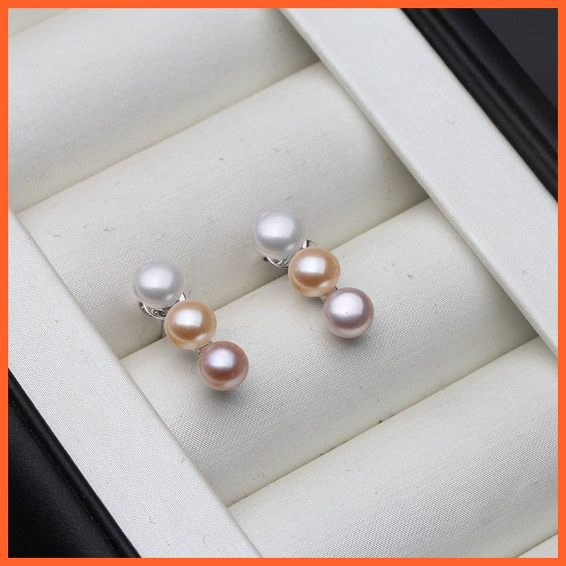 whatagift.com.au white pink purple 925 Sterling Silver Fine Natural Pearl Jewelry | Stud Pearl Earrings For Women