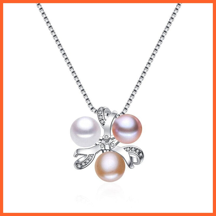 whatagift.com.au white pink purple Silver Pendant With Natural Freshwater Pearl for Women