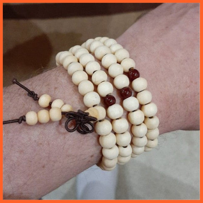 whatagift.com.au white Prayer Beads Bracelet 108 Tibetan Buddhist Rosary Charm Bracelet