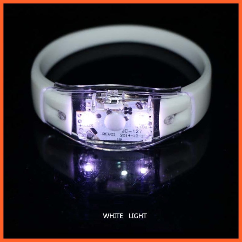 whatagift.com.au white Silicone Sound Controlled LED Light Bracelet | Activated Glow Halloween Flash Wristband