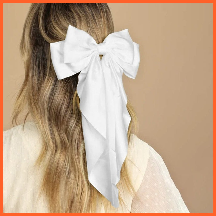 whatagift.com.au white Women Large Bow Hairpin | Summer Chiffon Big Bowknot Clip | Hair Accessories