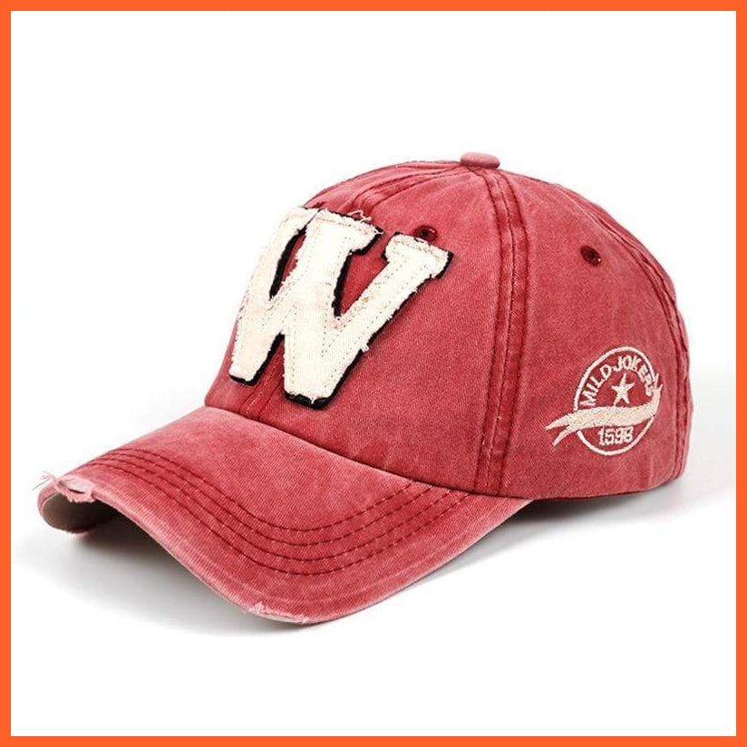 Jeans W - Casual Caps - 6 Varieties | New Cotton Letter W Baseball Cap Retro Outdoor Men Women Sports Caps | whatagift.com.au.