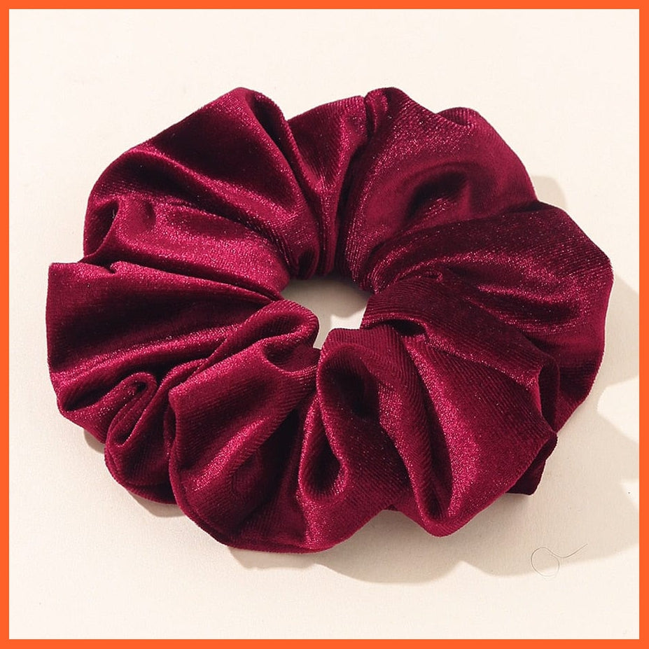 whatagift.com.au Wine Red Oversized Velvet Hair Scrunchies for Women | Hair tie Accessories